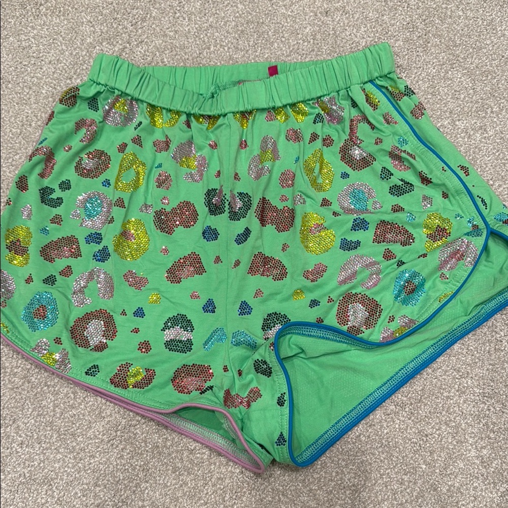 QOS Green Leopard Pajama Shorts